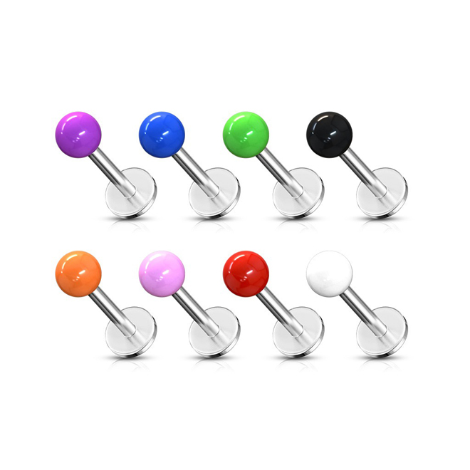 Labret Monroe Piercing Stud with Solid Coloured UV Ball