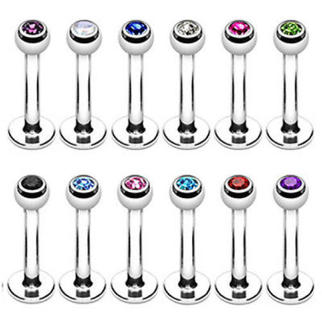 Lip Stud Piercing with Gem Ball
